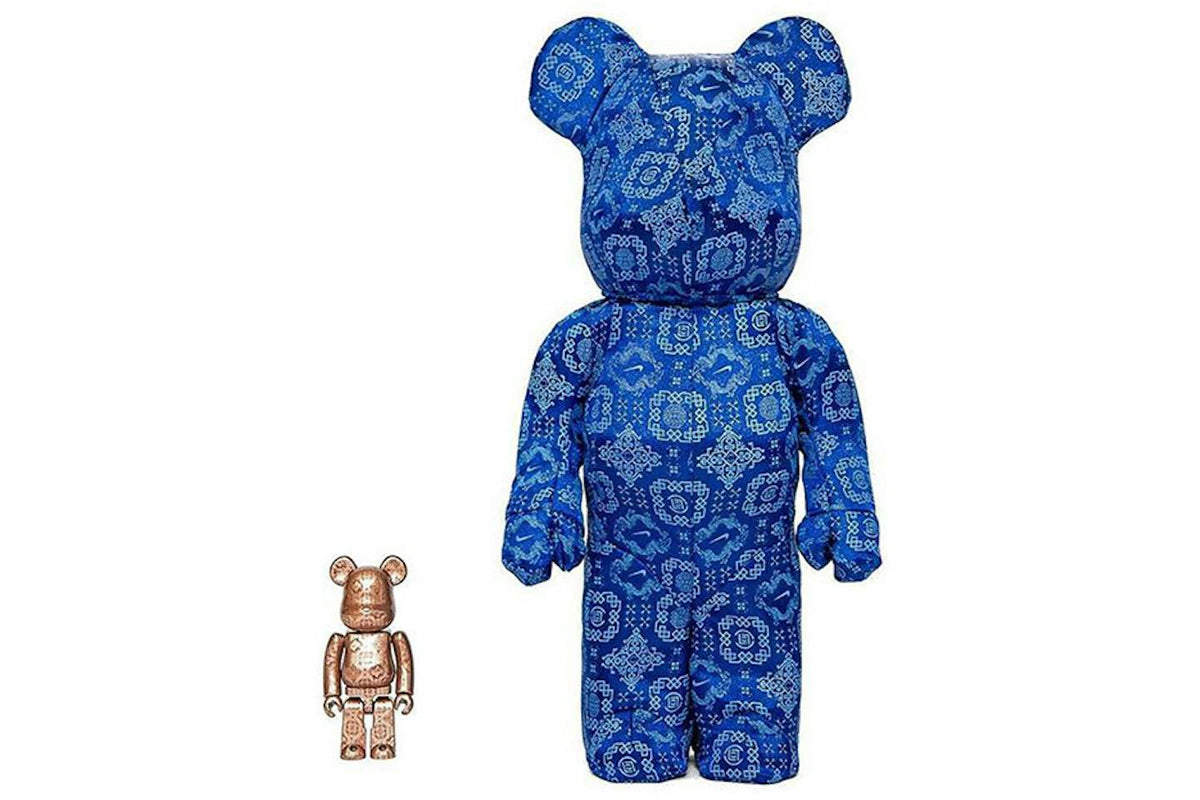 Bearbrick x Clot x Nike 100% & 400% Set Royale University Blue Silk