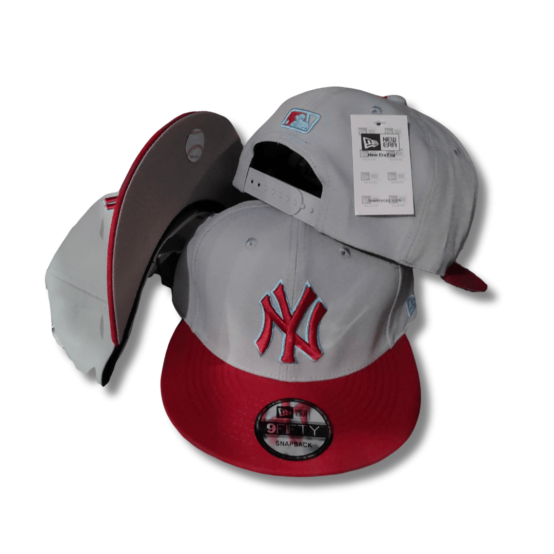 New York Yankees Gray and Red with Dual-Tone Embroidered Logo Snapback Cap