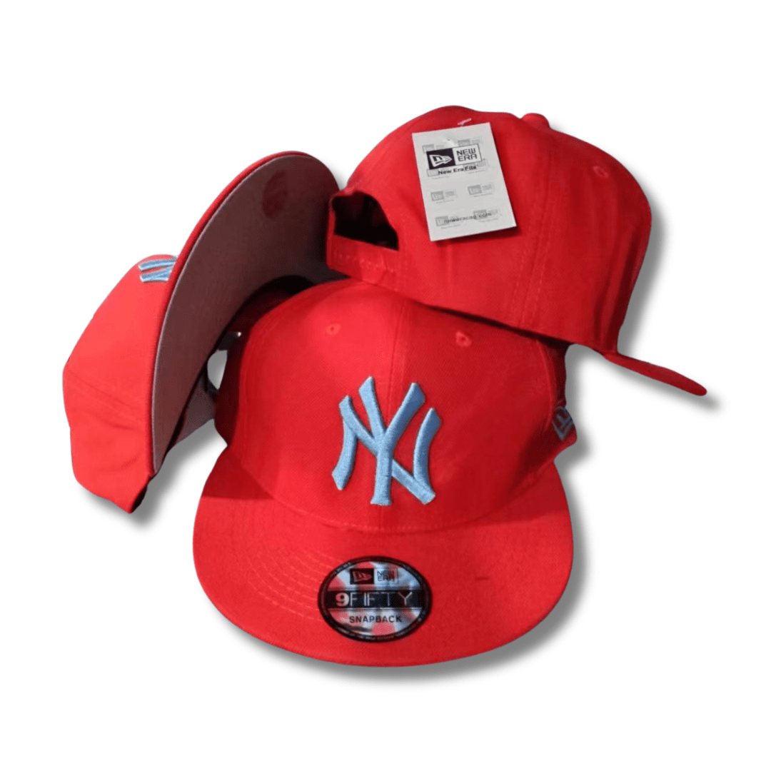 New York Yankees Red with Light Blue Embroidered Logo Snapback Cap