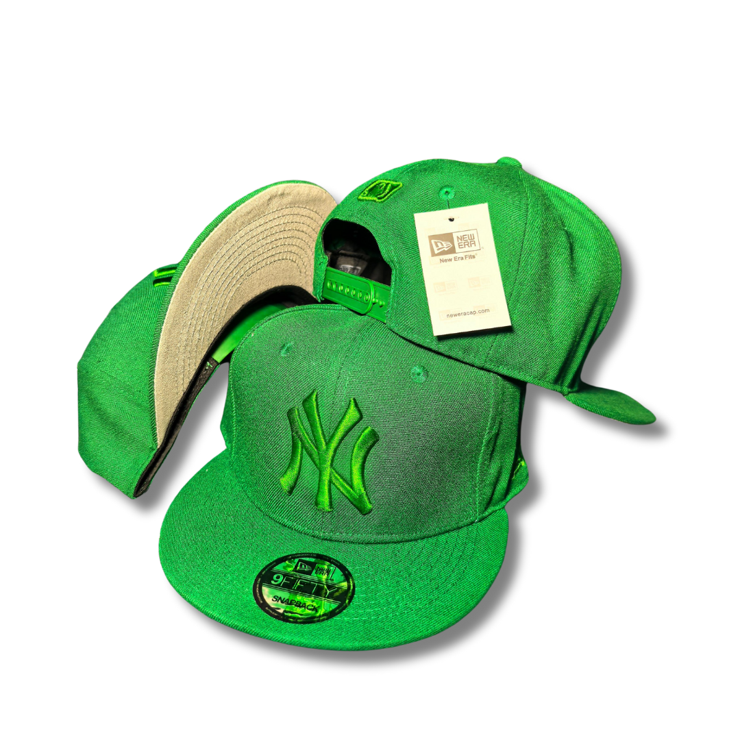 New York Yankees with Green Embroidered Logo Bright Green Snapback Cap