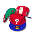 Philadelphia Phillies Red and Blue New Era 59FIFTY with Embroidered Logo and Side Patches Cap