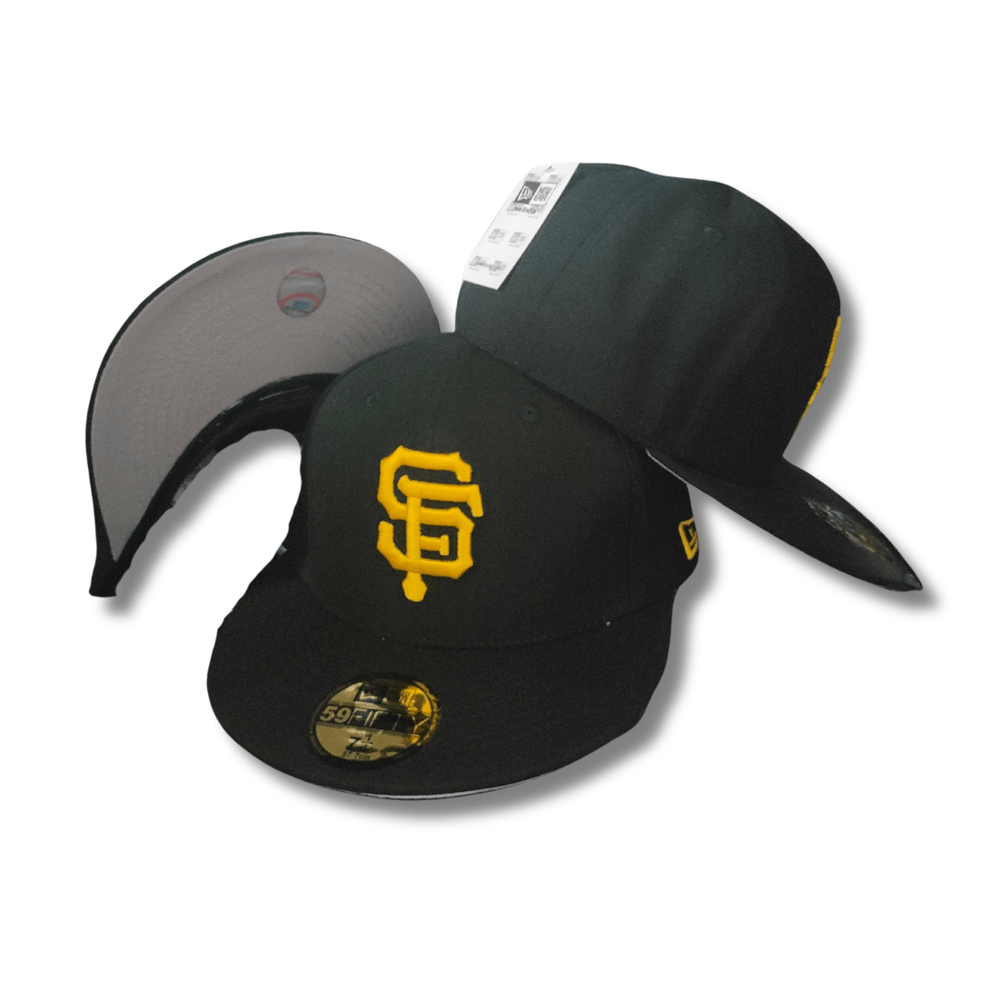 San Francisco Baseball with Embroidered Logo Black and Yellow Fitted Cap