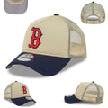 Boston Red Sox Trucker Cap with Mesh Back - Beige and Navy Blue