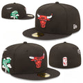 Chicago Bulls Westside Black Fitted Cap with Embroidered Street Sign and NBA Logo