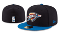 Oklahoma City Thunder NBA Snapback Cap with Embroidered Logo and Blue Brim - Black