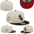 Chicago White Sox Fitted MLB Hat with 2005 World Series Patch and Red Underbrim - Cream