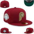 Philadelphia Phillies Fitted MLB Hat with 100-Year Anniversary Patch - Maroon and Gold