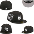 New York Yankees Snapback Hat with Classic Logo and Script Embroidery - Black