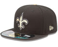 New Orleans Saints Snapback Hat with Embroidered Fleur-de-Lis Logo - Black and Gold