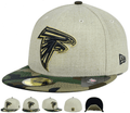 Atlanta Falcons Fitted Hat with Gold Logo and Camouflage Brim - Khaki and Camo