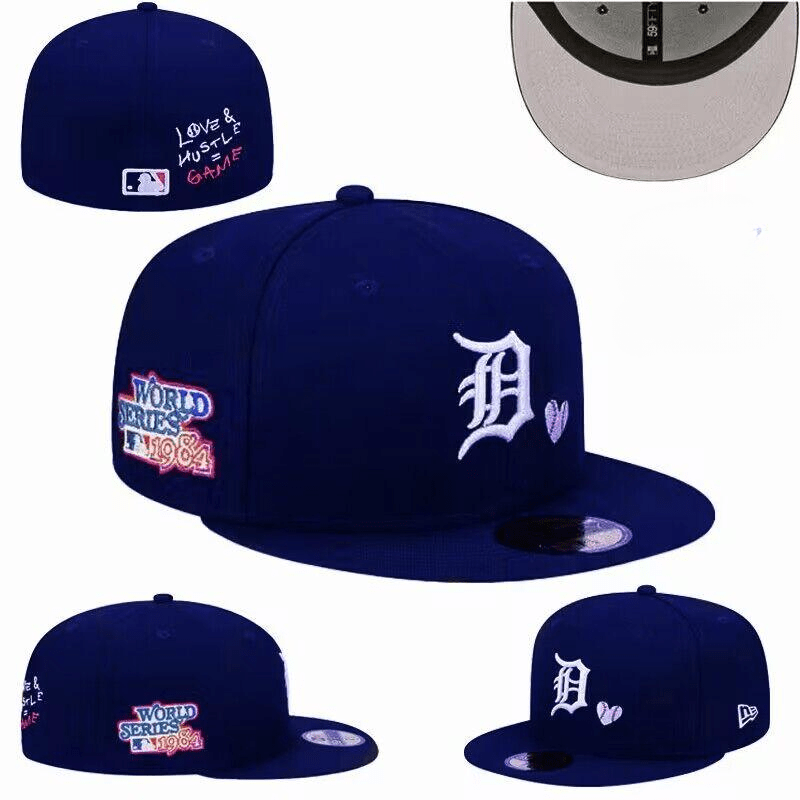 Detroit Tigers World Series 1984 Fitted Hat with Heart Accent - Navy Blue