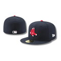 Boston Red Sox Fitted Hat with Classic Red Socks Logo - Navy Blue
