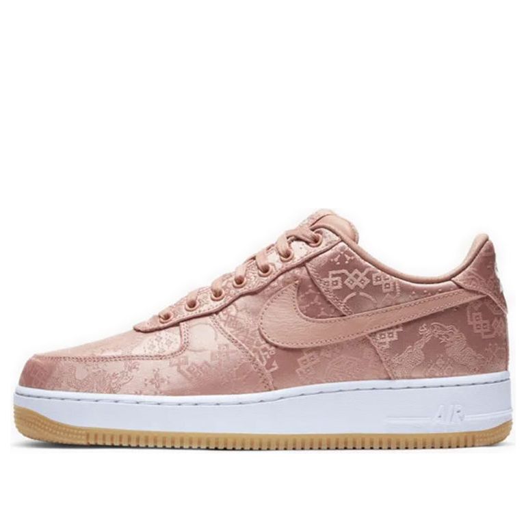 CLOT x Nike Air Force 1 Low Rose Gold Silk Sneakers